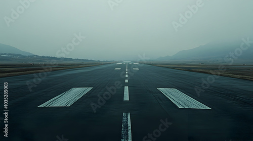 Empty runway stretching out in the distance - 