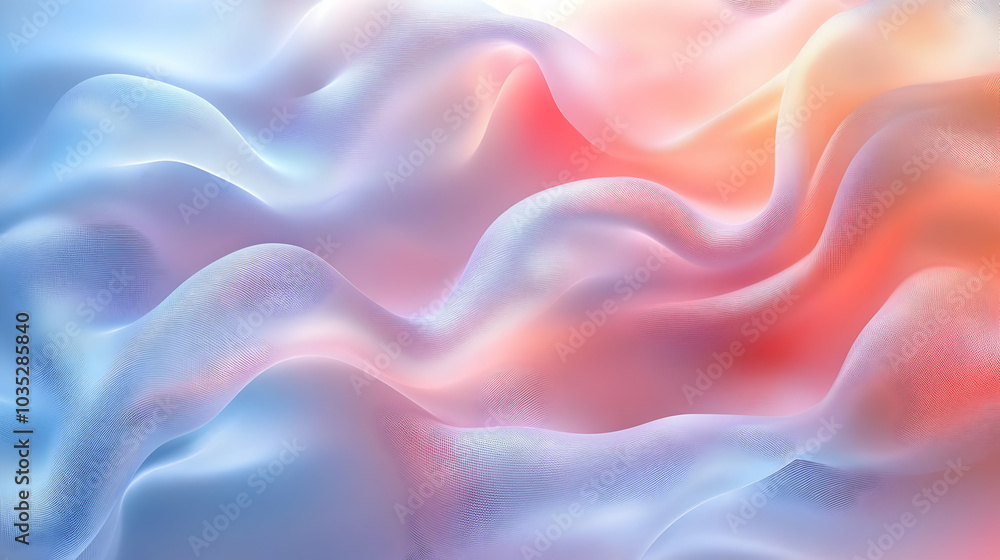 Fototapeta premium Abstract Wavy Background with Pastel Blue and Pink Hues