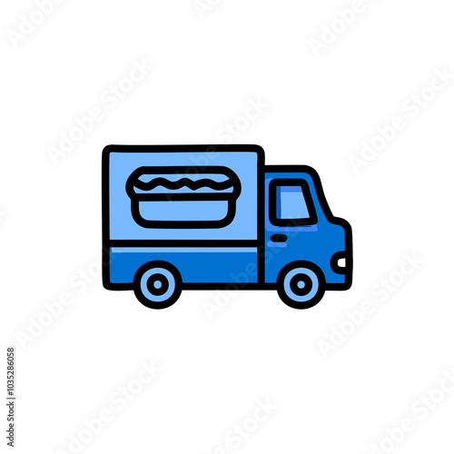 Fast food truck icon. Fast food delivery symbol. Vector illustration.