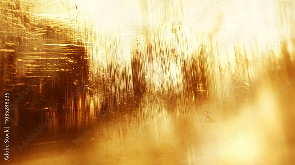 Naklejka premium Golden brushed metallic texture background, creating a smooth and reflective surface - 