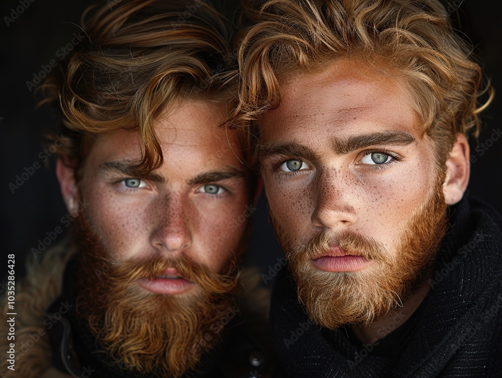 Twin Brothers with Red Beards and Blue Eyes Twin Brothers with Red Beards and Blue Eyes