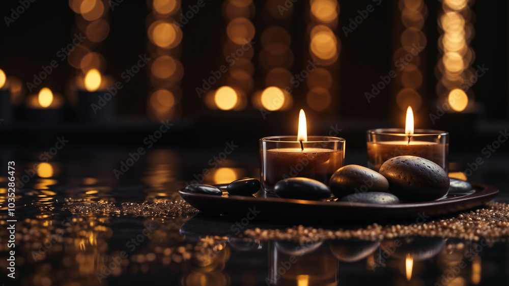 spa background with candles, rolled towels and flowers, serene atmosphere, banner for beauty salons, wellness centers, spa template spa background with candles, rolled towels and flowers, serene atmosphere, banner for beauty salons, wellness centers, spa template