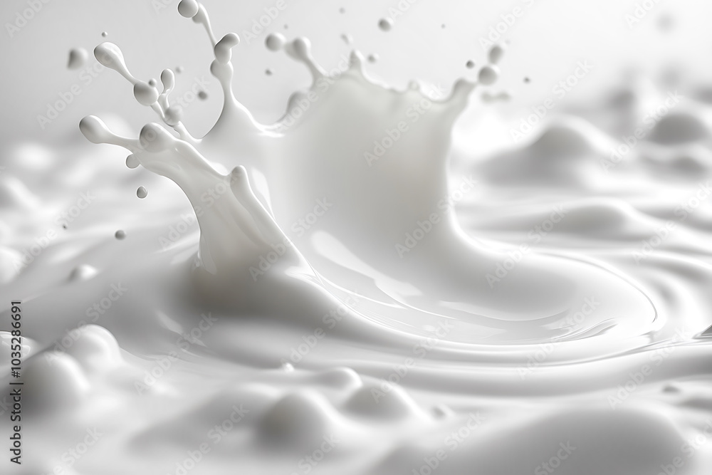White milk splash in a realistic 3D background White milk splash in a realistic 3D background
