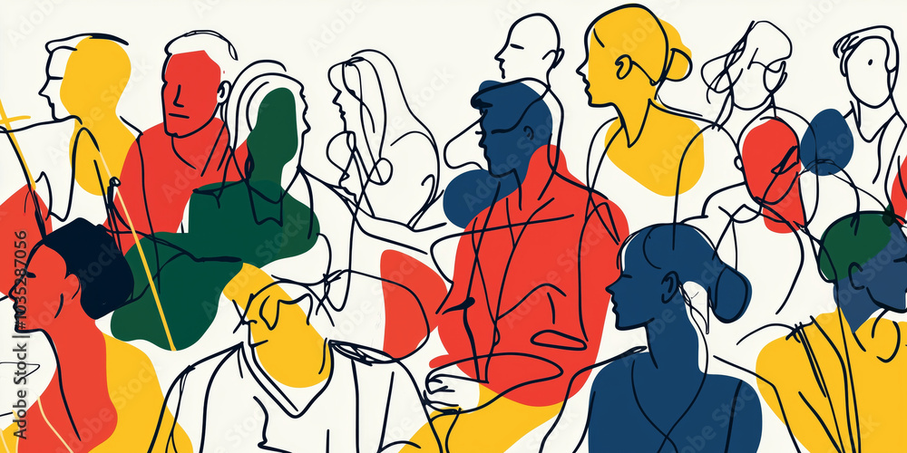 a minimalistic illustration depicting a lot of people gathered together a minimalistic illustration depicting a lot of people gathered together