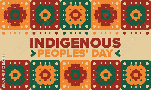 Indigenous Peoples' Day. Native American Day. American Indian culture. Heritage Month. Celebrate annual in United States. Tradition pattern. Poster, card, banner and background. Vector illustration