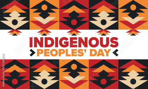 Indigenous Peoples' Day. Native American Day. American Indian culture. Heritage Month. Celebrate annual in United States. Tradition pattern. Poster, card, banner and background. Vector illustration