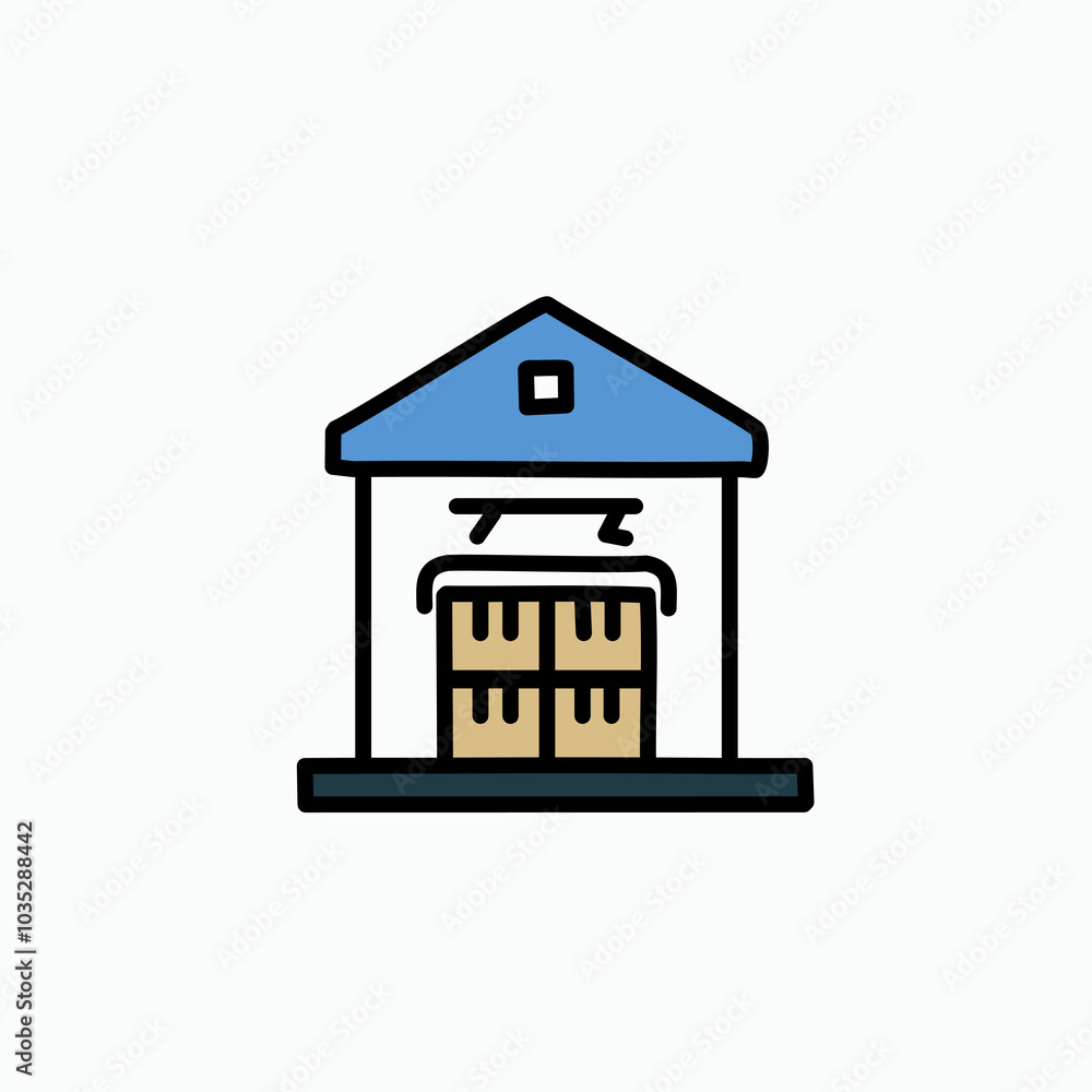 Warehouse icon. Logistics, transportation, distribution, distribution. Vector illustration Warehouse icon. Logistics, transportation, distribution, distribution. Vector illustration