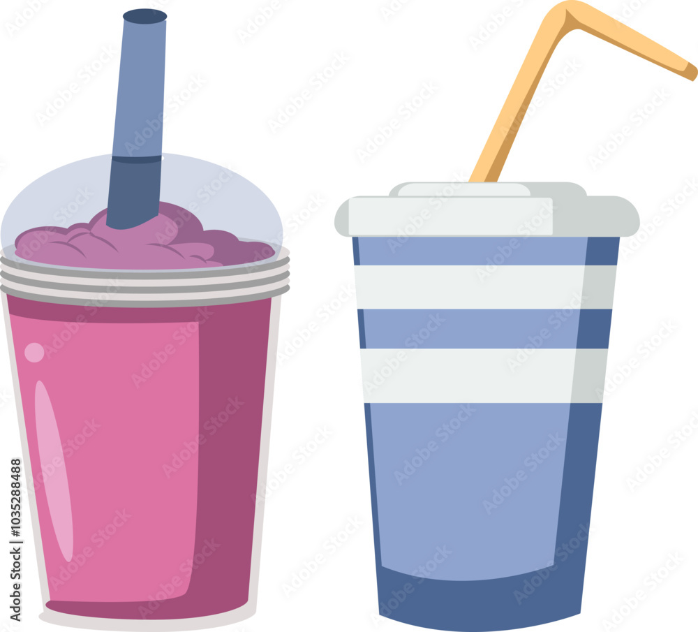 Smoothie and Drink Cups Illustration Smoothie and Drink Cups Illustration