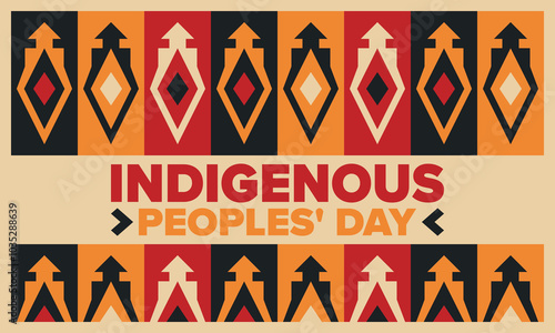 Indigenous Peoples' Day. Native American Day. American Indian culture. Heritage Month. Celebrate annual in United States. Tradition pattern. Poster, card, banner and background. Vector illustration