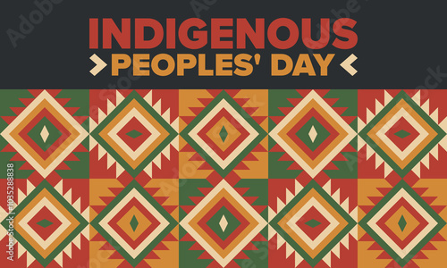 Indigenous Peoples' Day. Native American Day. American Indian culture. Heritage Month. Celebrate annual in United States. Tradition pattern. Poster, card, banner and background. Vector illustration