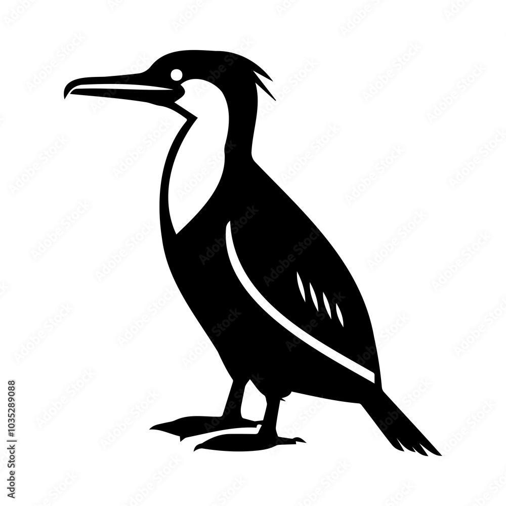 Black and White Cormorant Silhouette Design Black and White Cormorant Silhouette Design