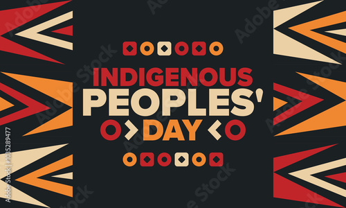 Indigenous Peoples' Day. Native American Day. American Indian culture. Heritage Month. Celebrate annual in United States. Tradition pattern. Poster, card, banner and background. Vector illustration