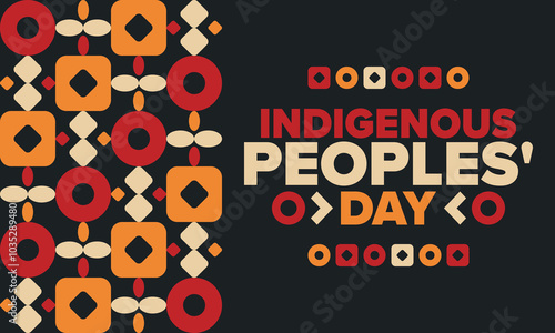 Indigenous Peoples' Day. Native American Day. American Indian culture. Heritage Month. Celebrate annual in United States. Tradition pattern. Poster, card, banner and background. Vector illustration