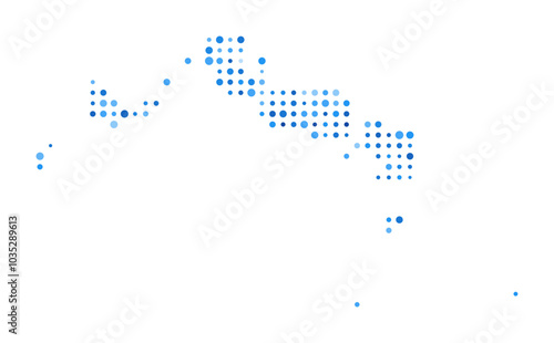Turks and Caicos Islands Dot Map. Island Digital Style Shape. Turks and Caicos Islands vector image. Island shape blue circular dots. Classy vector illustration.