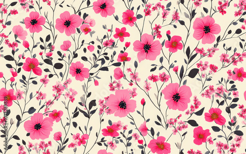 Retro style floral texture art background 