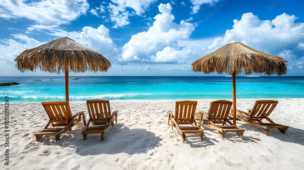 beach view with chairs and umbrellas for relaxing beach view with chairs and umbrellas for relaxing