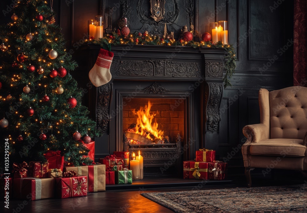 Christmas Fireplace. Christmas Fireplace.