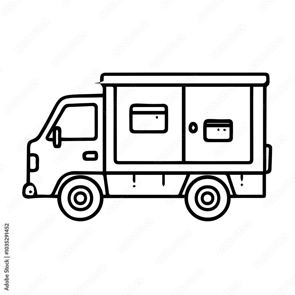 Simple Line Art of a Delivery Truck Simple Line Art of a Delivery Truck