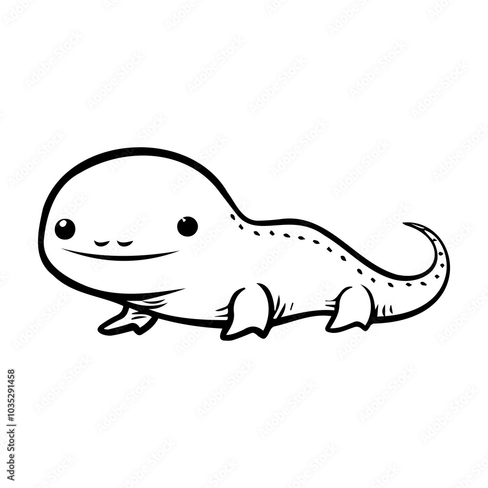 Cute Cartoon Salamander with Simplistic Design Cute Cartoon Salamander with Simplistic Design