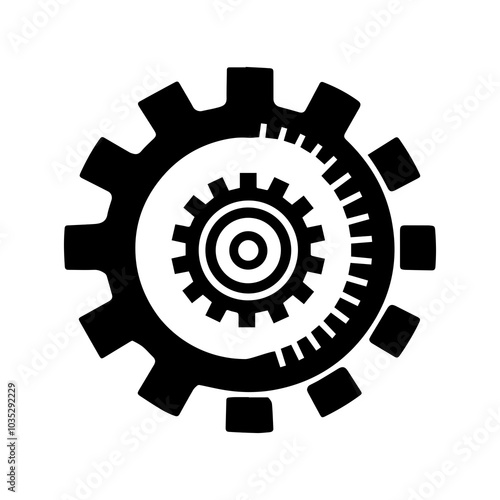 Black Gear Icon for Industrial and Mechanical Design