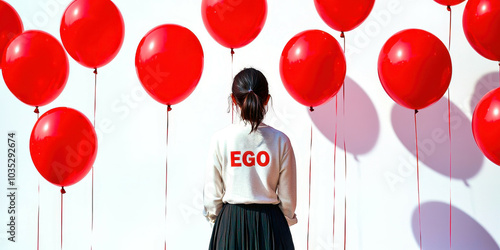 The balloons are arranged in a way that creates a sense of movement and energy photo