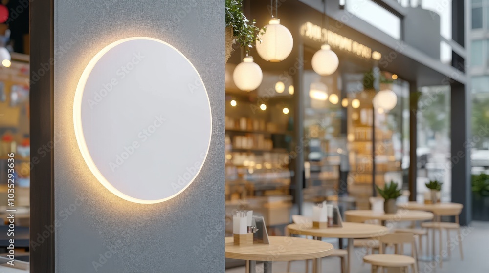 Modern Storefront Signage with Blank Circle Design Modern Storefront Signage with Blank Circle Design