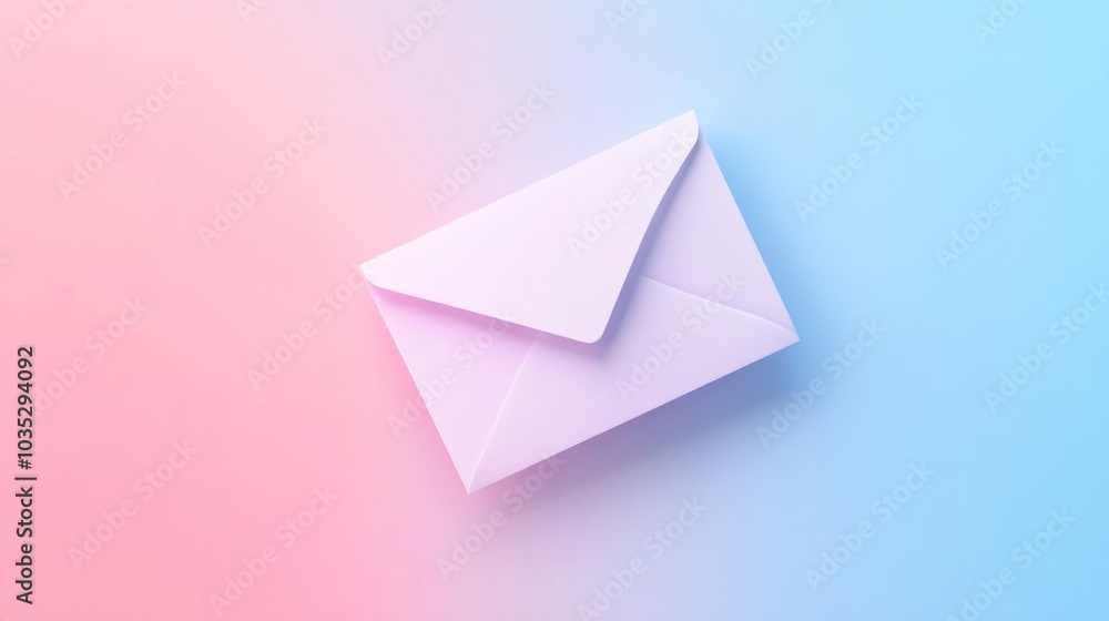 A white envelope with a pink background A white envelope with a pink background