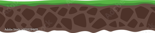 Ground layer for game landscape. Cartoon lawn surface