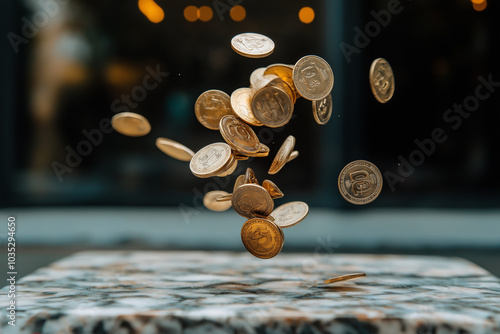 money dollar coins flying around 