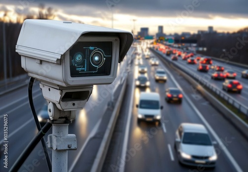 High-Tech Camera Monitoring the Highway with Digital Connections