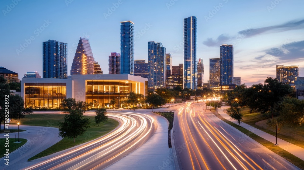 Fototapeta premium Nighttime Cityscape with Dynamic Urban View