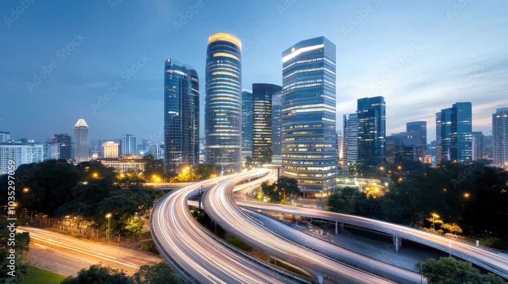Dynamic Cityscape at Night with Urban Lights Dynamic Cityscape at Night with Urban Lights