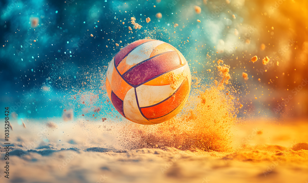 Dynamic Volleyball Action with Neon Lights and Abstract Geometric Patterns for Futuristic Sports Branding Dynamic Volleyball Action with Neon Lights and Abstract Geometric Patterns for Futuristic Sports Branding