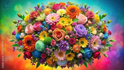 Wallpaper Mural colorful bouquet of flowers on symmetrical background Torontodigital.ca