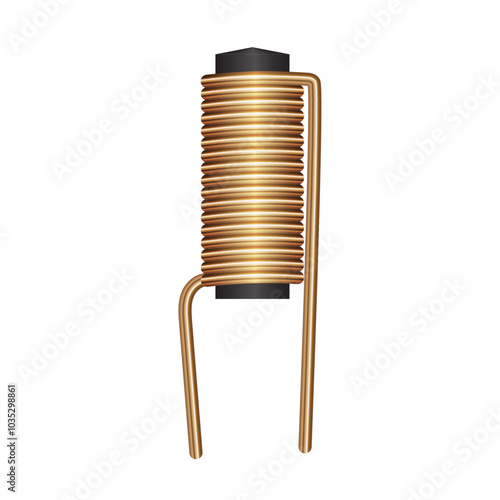 Realistic coil inductors isolated on white background. Vector illustration EPS 10.