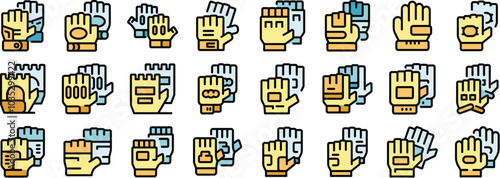 This set of working gloves icons is showing different types of hand protection for various professions