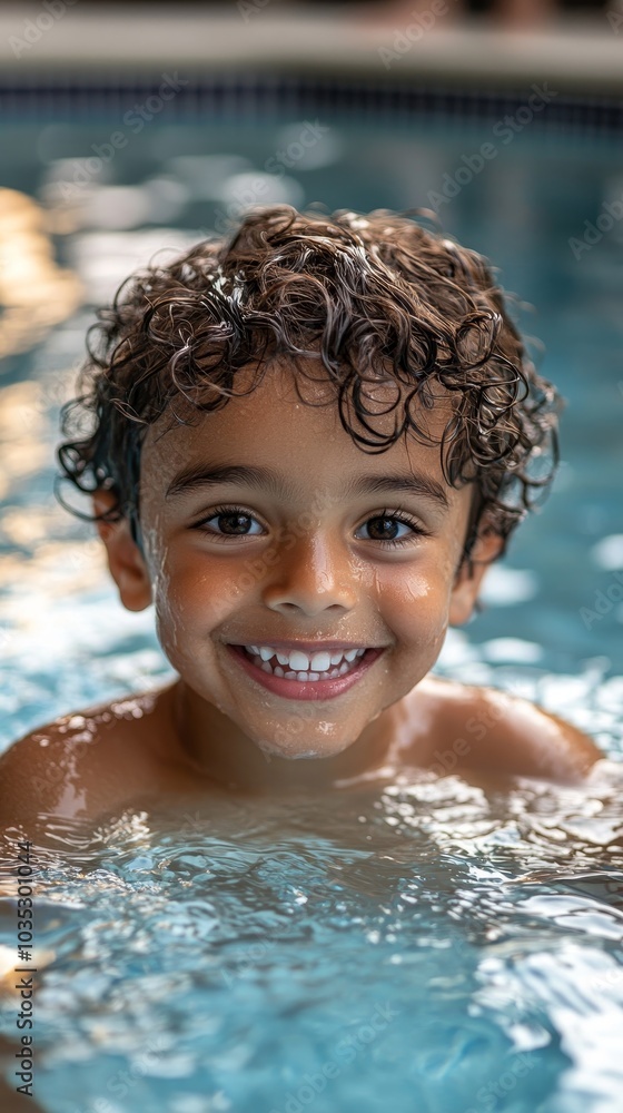 Boy ready to dive into pool, Generative AI Boy ready to dive into pool, Generative AI