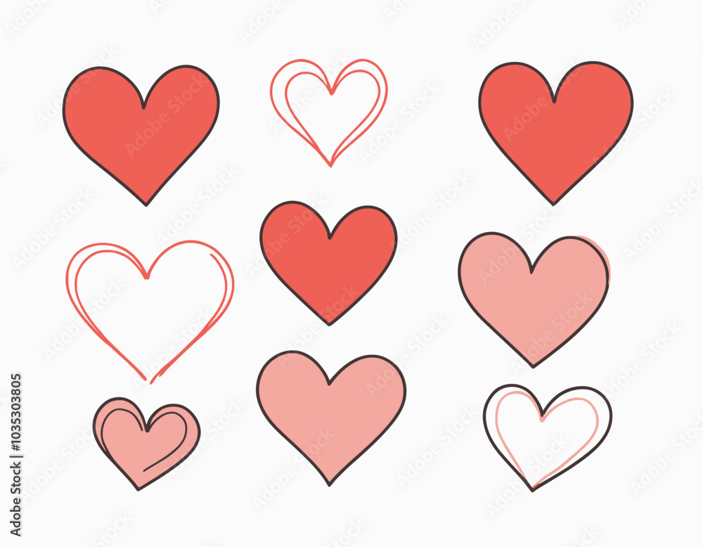 Set of hearts isolated on a white background Set of hearts isolated on a white background