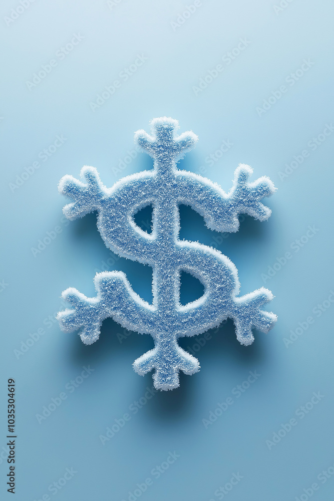 Frozen dollar. American dollar sign in a shape of a snowflake on blue background. Frozen funds and assets, unavailable money. The concept of bankruptcy and capital freezing, deposit risk, sanctions Frozen dollar. American dollar sign in a shape of a snowflake on blue background. Frozen funds and assets, unavailable money. The concept of bankruptcy and capital freezing, deposit risk, sanctions
