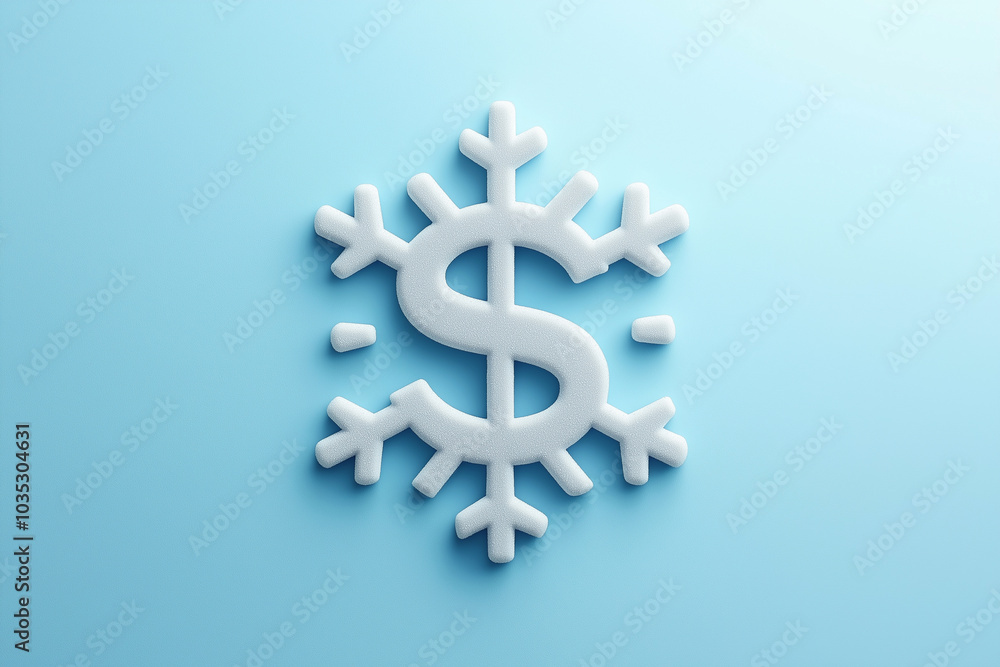 Frozen dollar. American dollar sign in a shape of a snowflake on blue background. Frozen funds and assets, unavailable money. The concept of bankruptcy and capital freezing, deposit risk, sanctions Frozen dollar. American dollar sign in a shape of a snowflake on blue background. Frozen funds and assets, unavailable money. The concept of bankruptcy and capital freezing, deposit risk, sanctions