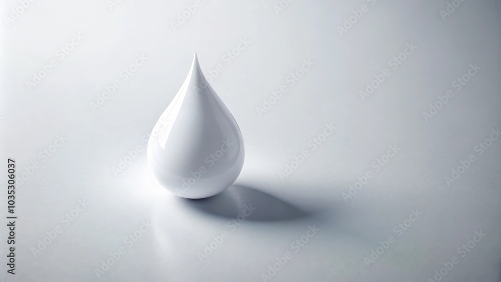 A single white tear drops onto a pristine white surface, surface, liquid, drop A single white tear drops onto a pristine white surface, surface, liquid, drop