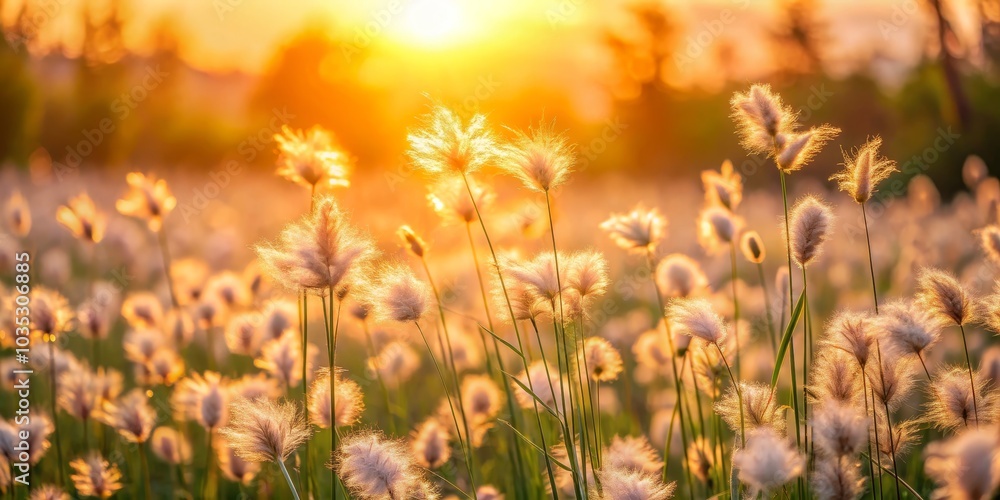 Golden Hour Cotton Grass Field, Nature , Landscape Golden Hour Cotton Grass Field, Nature , Landscape