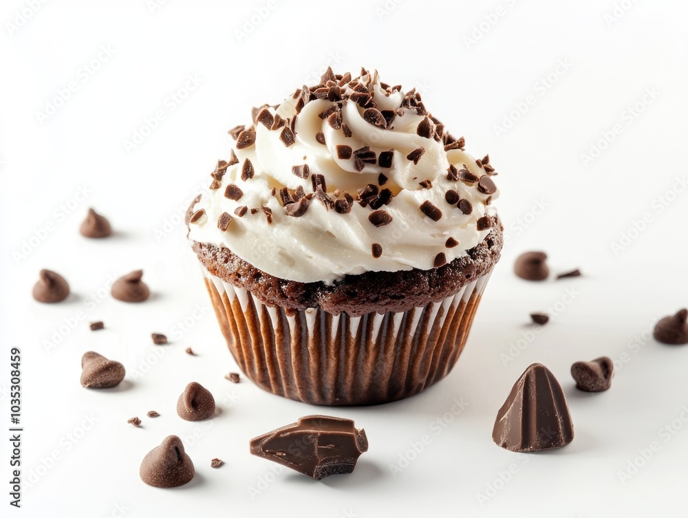 Delicious Cupcake with Chocolate Frosting and Candy Toppings Delicious Cupcake with Chocolate Frosting and Candy Toppings
