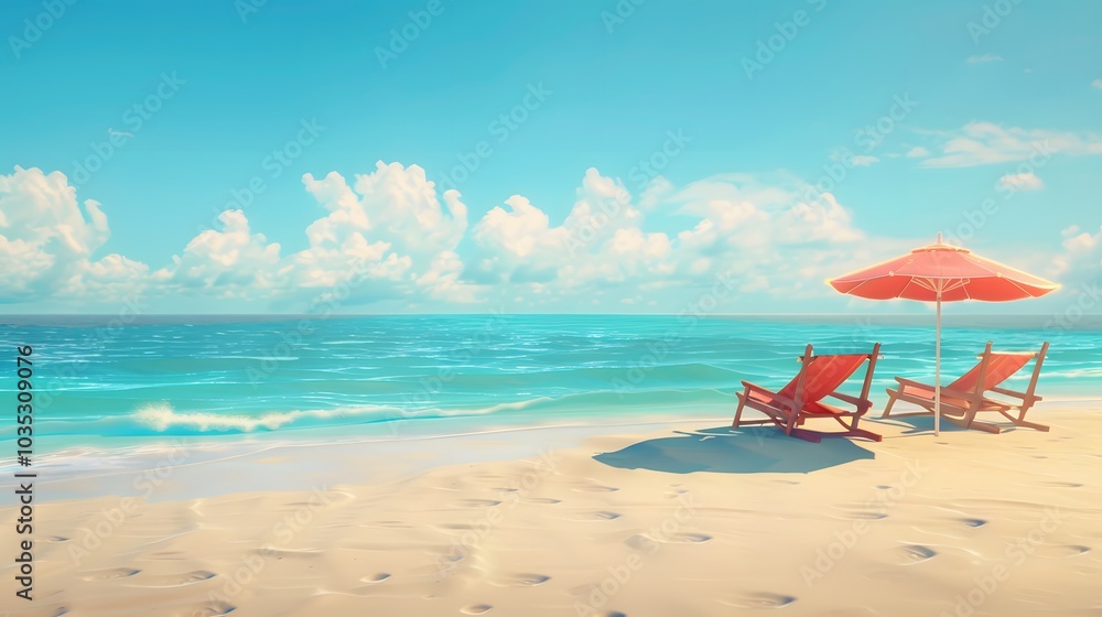 beach view with chairs and umbrellas for relaxing beach view with chairs and umbrellas for relaxing