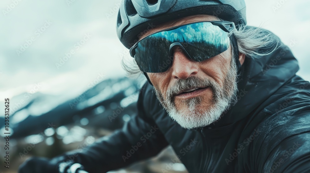 A cyclist clad in black gear navigates a challenging mountain path, reflecting a spirit of adventure and resilience amid breathtaking natural scenery and crisp air. A cyclist clad in black gear navigates a challenging mountain path, reflecting a spirit of adventure and resilience amid breathtaking natural scenery and crisp air.
