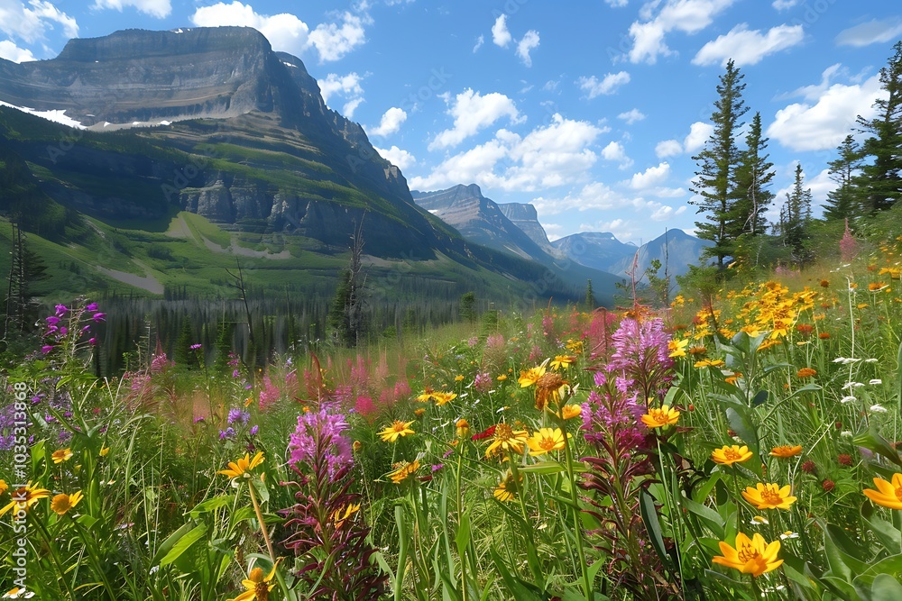 Fototapeta premium Majestic alpine landscape in Glacier National Park.