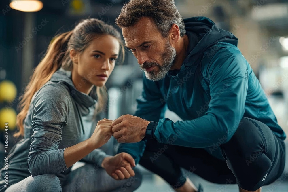 Obraz premium Trainer helping to ease the strain, Generative AI