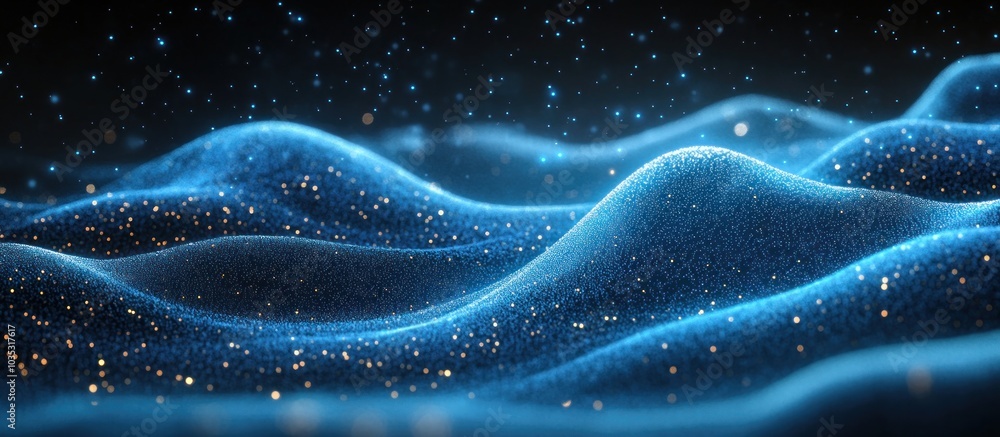 Abstract Blue Glittering Waves Abstract Blue Glittering Waves