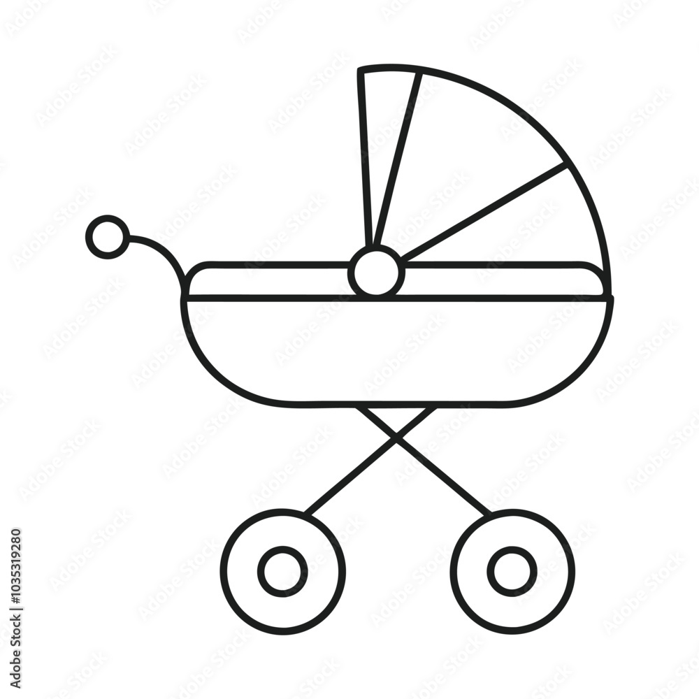 Minimalist Baby Stroller Line Art Icon for Parenting and Baby Product Logos. Minimalist Baby Stroller Line Art Icon for Parenting and Baby Product Logos.