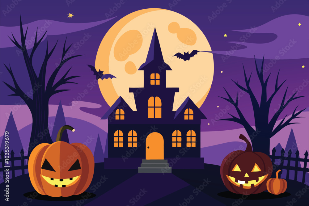 Halloween hunted background - Generative AI Halloween hunted background - Generative AI